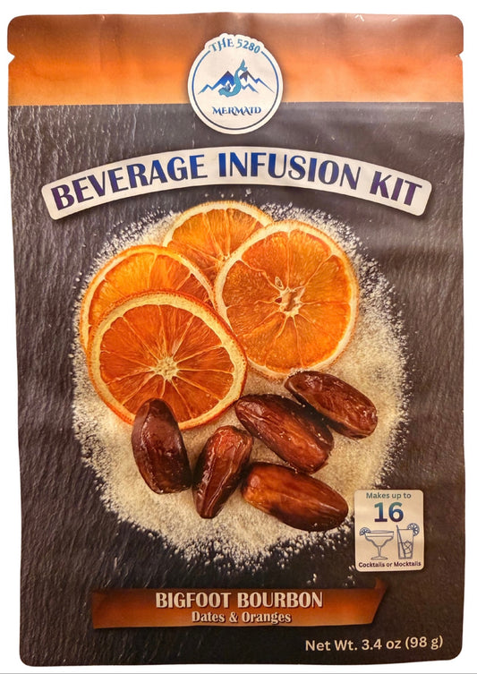 "Big Foot Bourbon" Dates & Orange Beverage Infusion Kit; Infuse in Bourbon, Whiskey or Rum