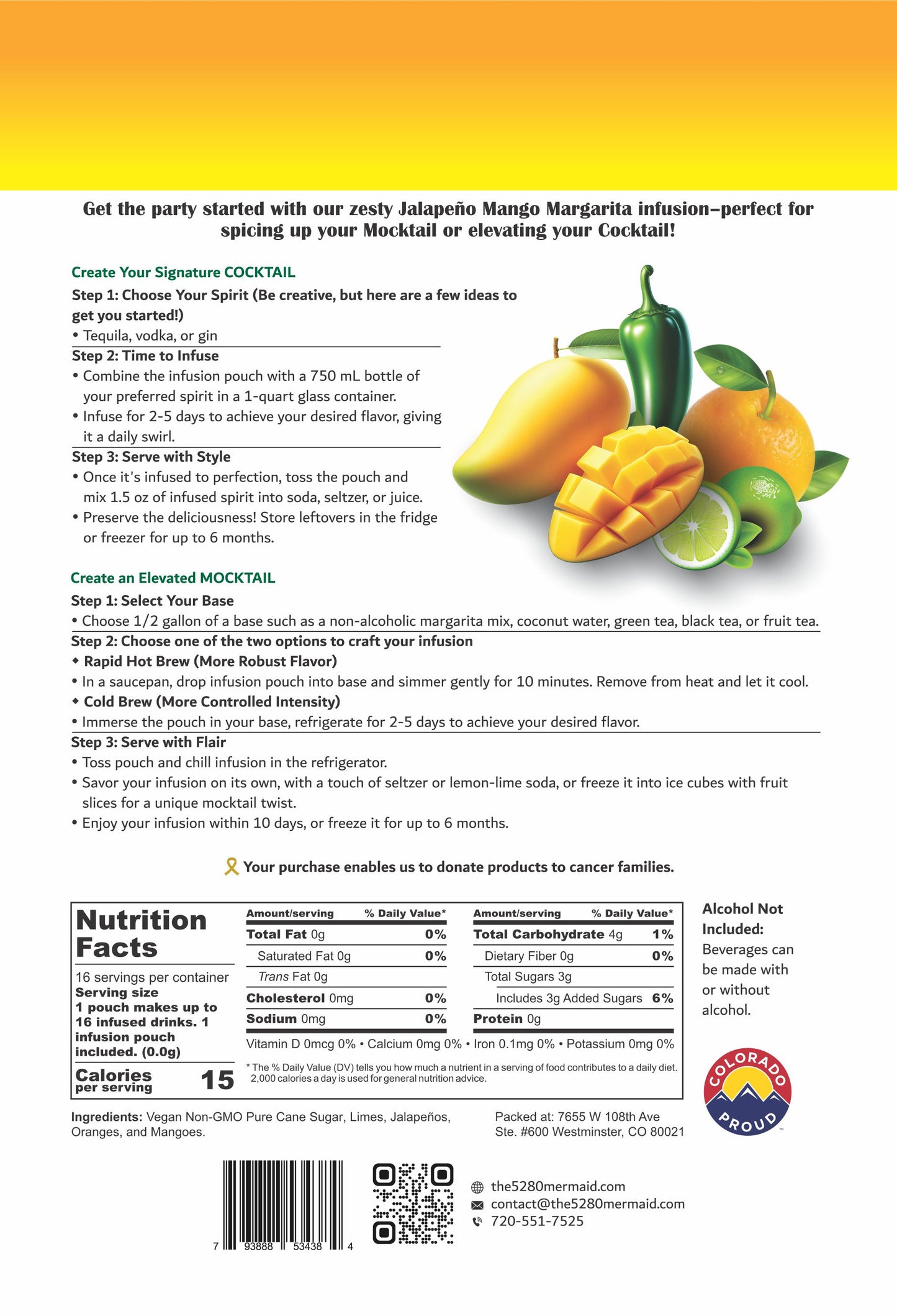 Jalapeno Mango Margarita Beverage Infusion Kit; Add Tequila