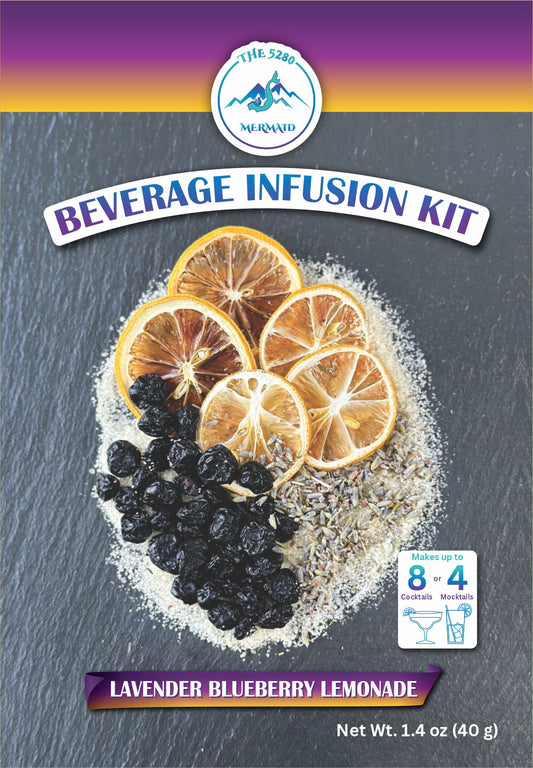 Lavender Blueberry Lemonade Beverage Infusion Kit MINI; Mocktail or add Vodka or Rum, Gin, or Unfiltered Sake.