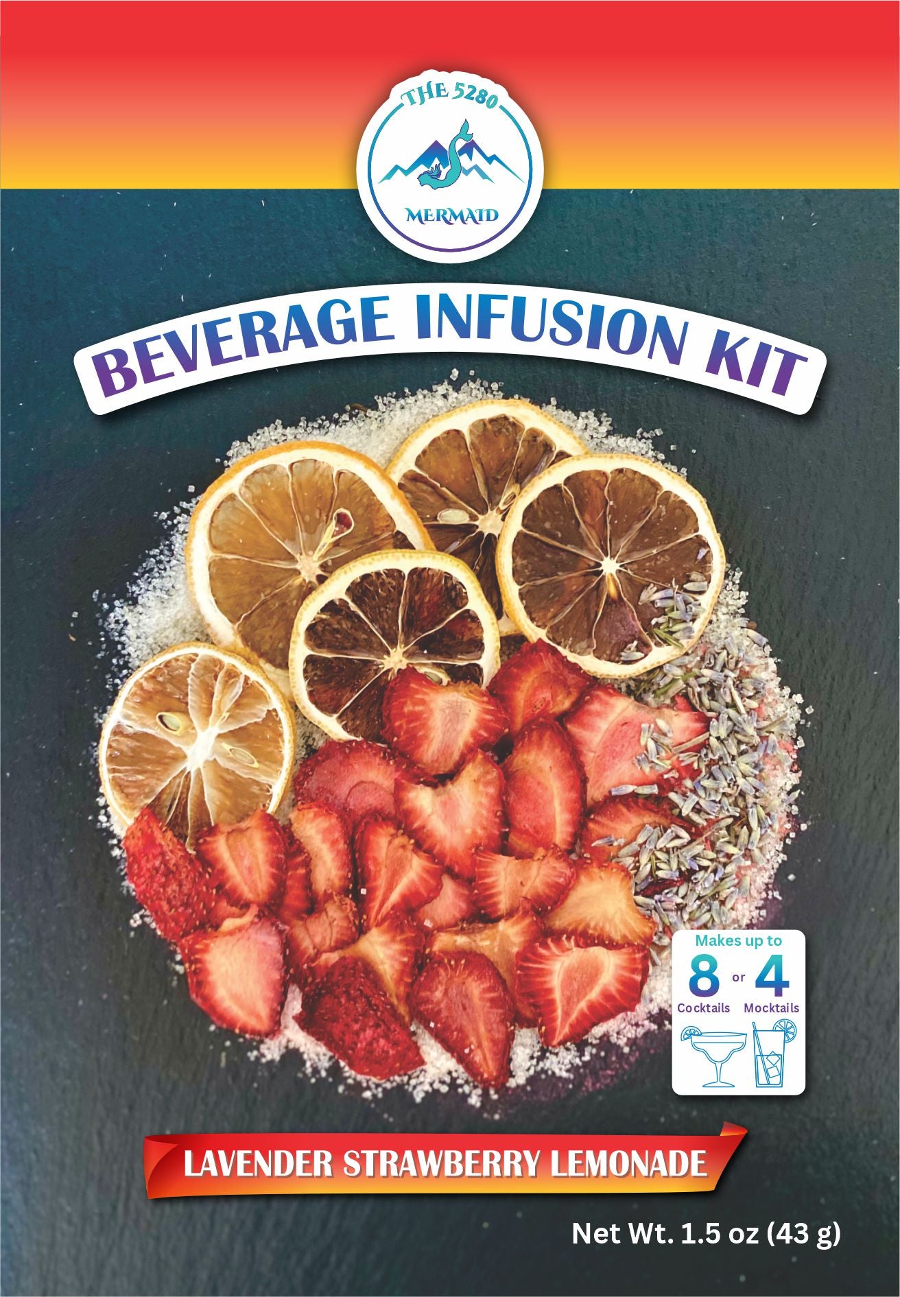 Lavender Strawberry Lemonade Beverage Infusion Kit MINI: Mocktail or add Vodka, Rum or Gin