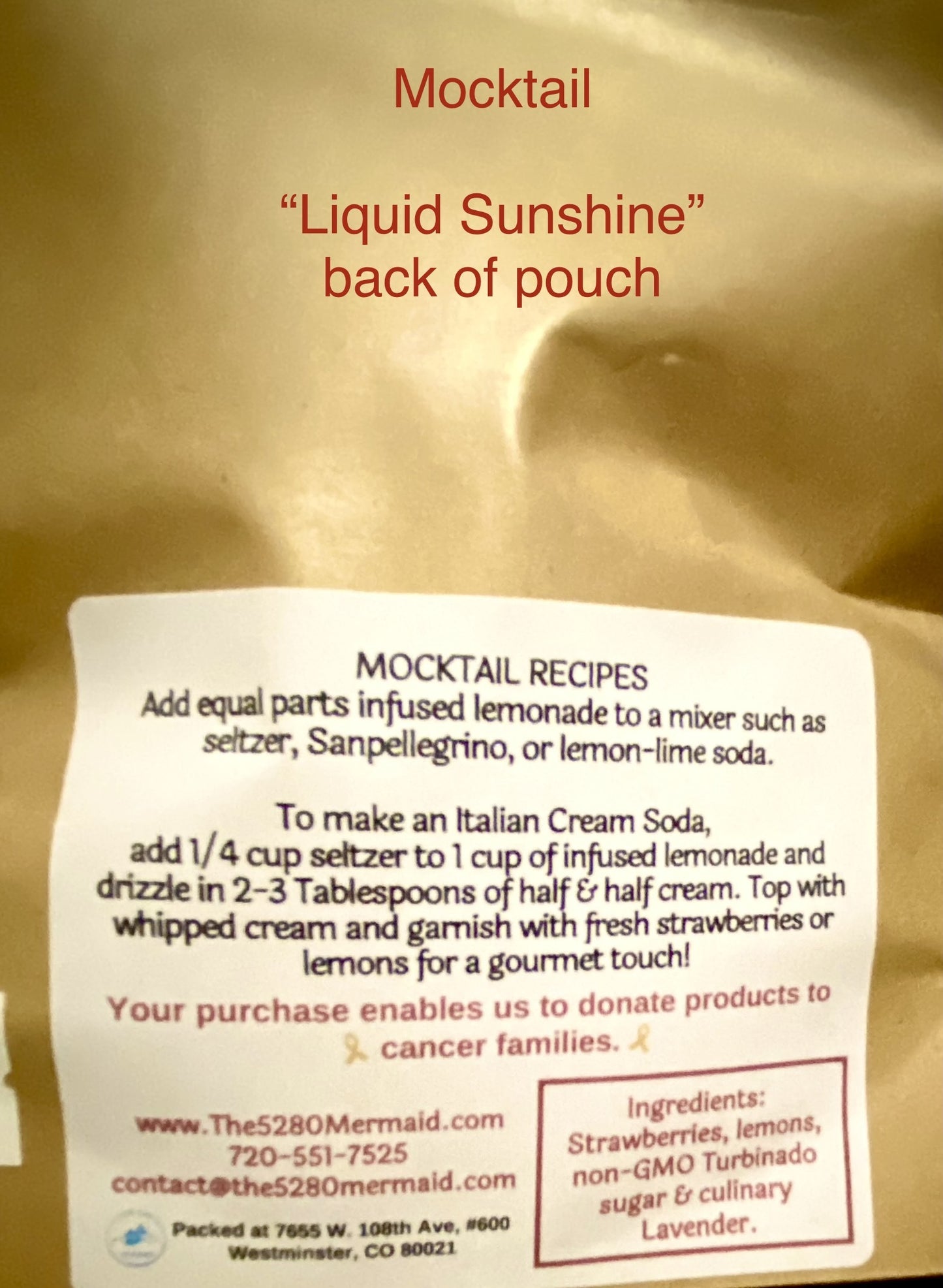 "Liquid Sunshine" Lavender Strawberry Lemonade Beverage Infusion Kit; Mocktail or add Vodka, Rum or Gin