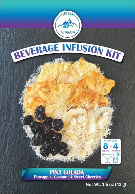 "Pina Colada" Pineapple, Coconut & Cherries Beverage Infusion Kit MINI; Mocktail or add Vodka, Rum, Tequila or Unfiltered Sake