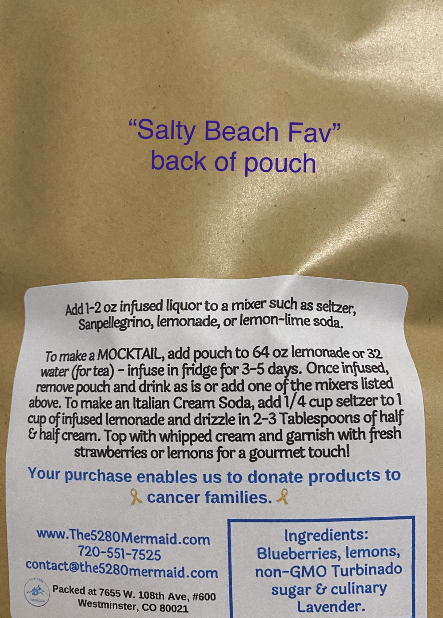 "Salty Beach Fav" Lavender Blueberry Lemonade Beverage Infusion Kit; Mocktail or add Vodka or Rum