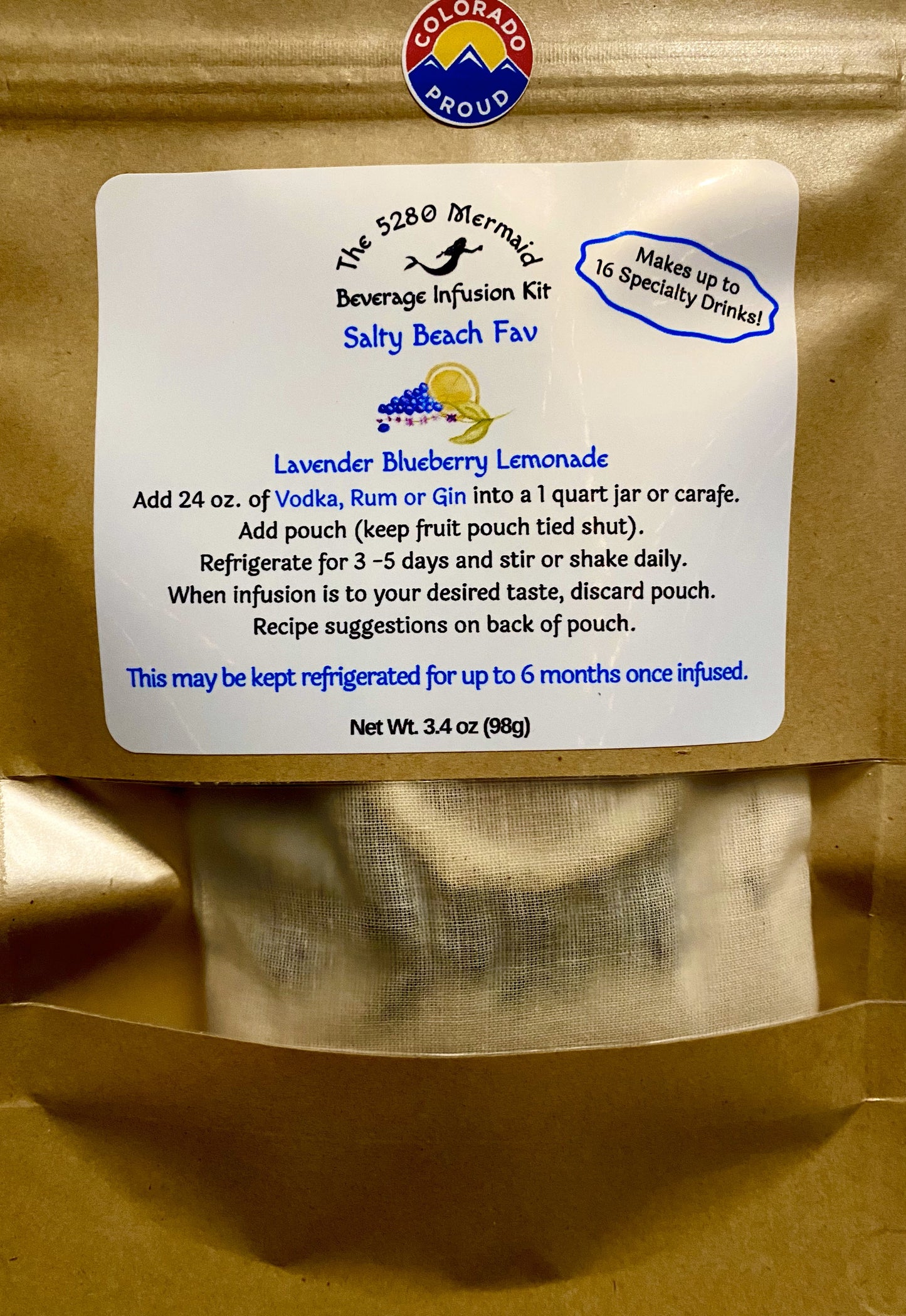 "Salty Beach Fav" Lavender Blueberry Lemonade Beverage Infusion Kit; Mocktail or add Vodka or Rum