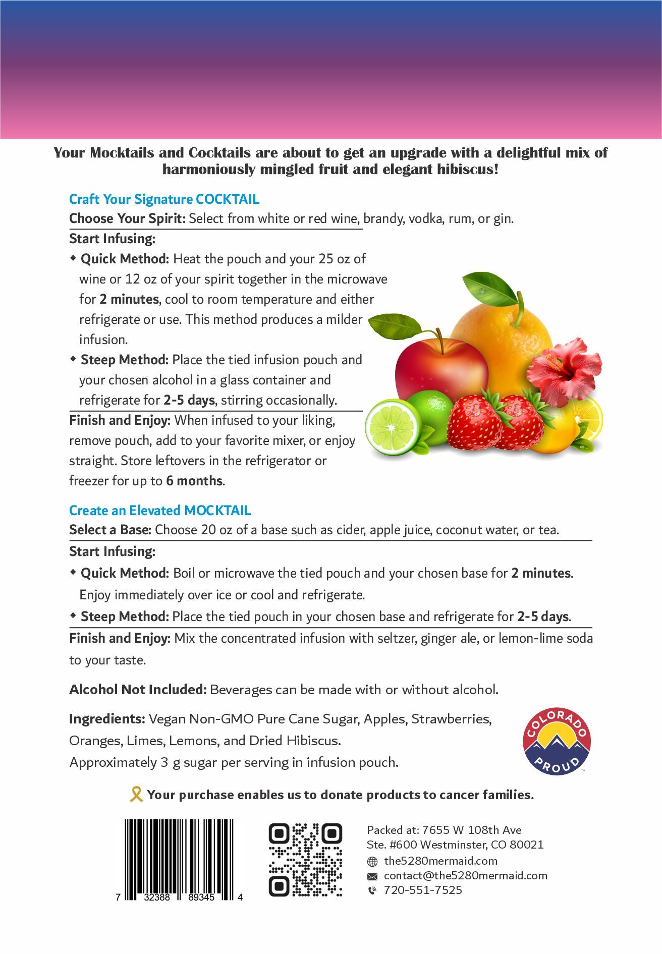 "Sangria" Harmoniously Mingled Fruit Beverage Infusion Kit MINI; Vodka, Rum, Red Wine, Brandy or Gin