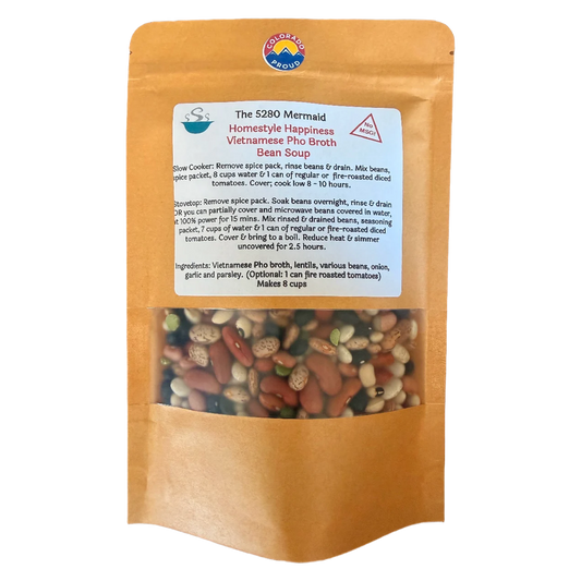 Package of Vietnamese Pho Bean soup with visible ingredients on a white background