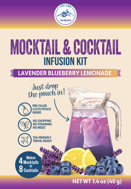 Lavender Blueberry Lemonade Beverage Infusion Kit MINI; Mocktail or add Vodka or Rum, Gin, or Unfiltered Sake.