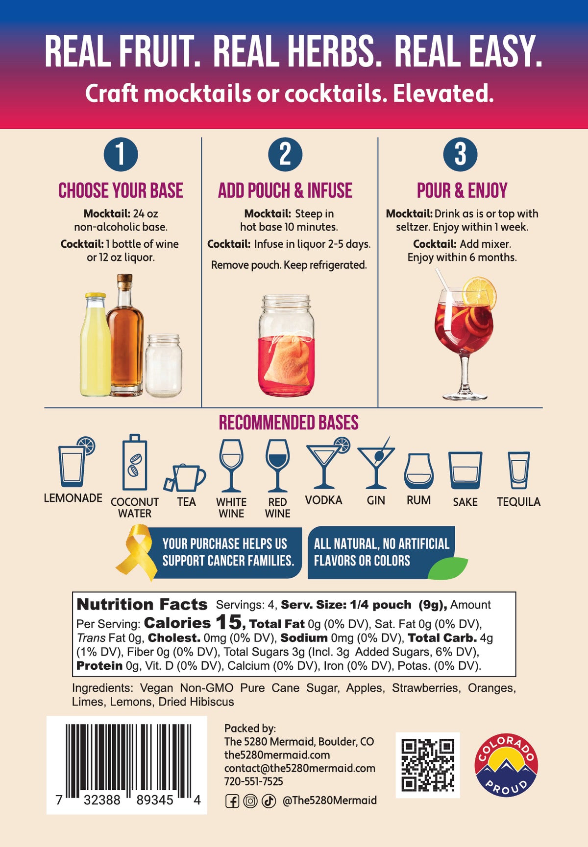 "Sangria" Harmoniously Mingled Fruit Beverage Infusion Kit MINI; Vodka, Rum, Red Wine, Brandy or Gin