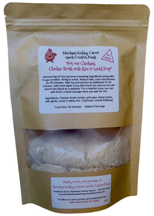 Not our Chickens, Chicken Broth with Rice & Lentil Soup