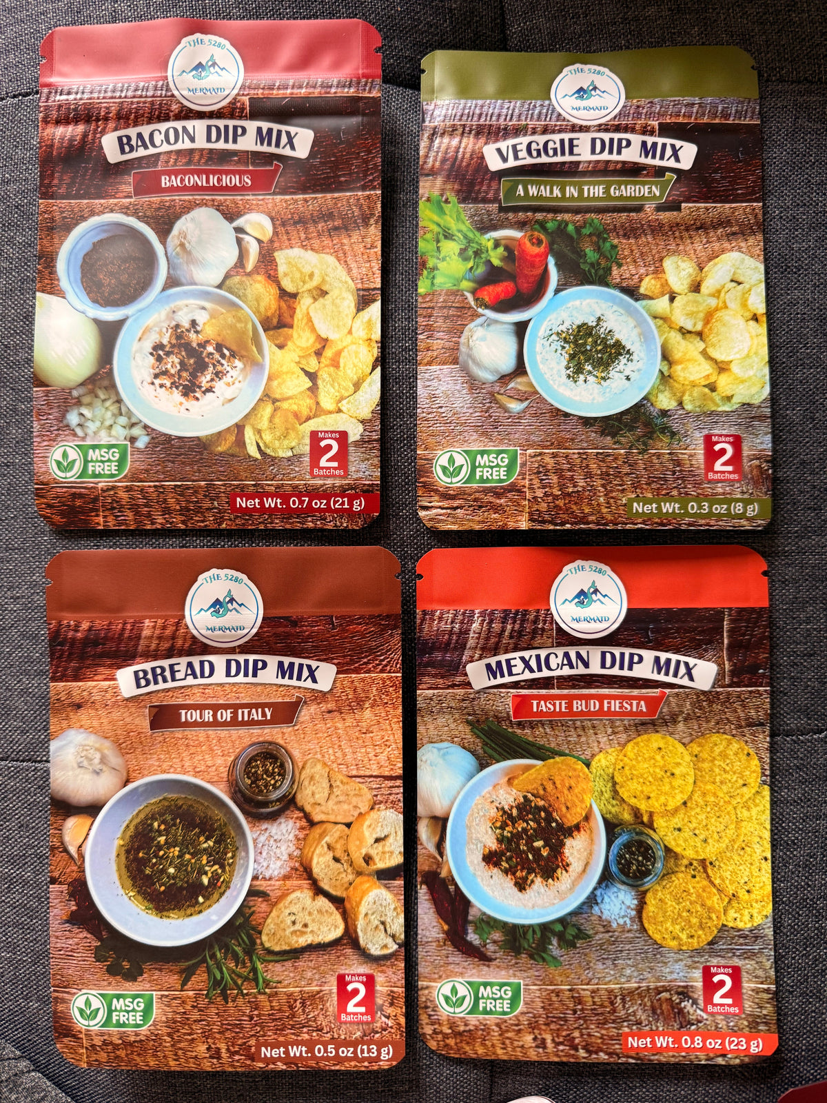 All four of our dip mixes