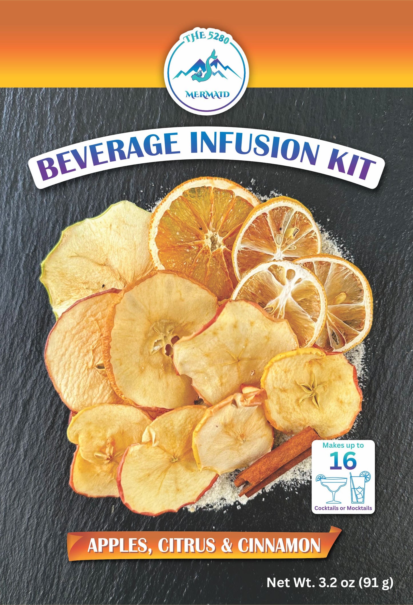 Apples, Cinnamon & Citrus Beverage Infusion Kit; Add Vodka or Rum.