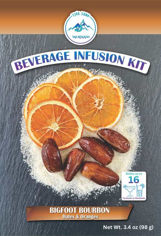 "Big Foot Bourbon" Dates & Orange Beverage Infusion Kit; Infuse in Bourbon, Whiskey or Rum