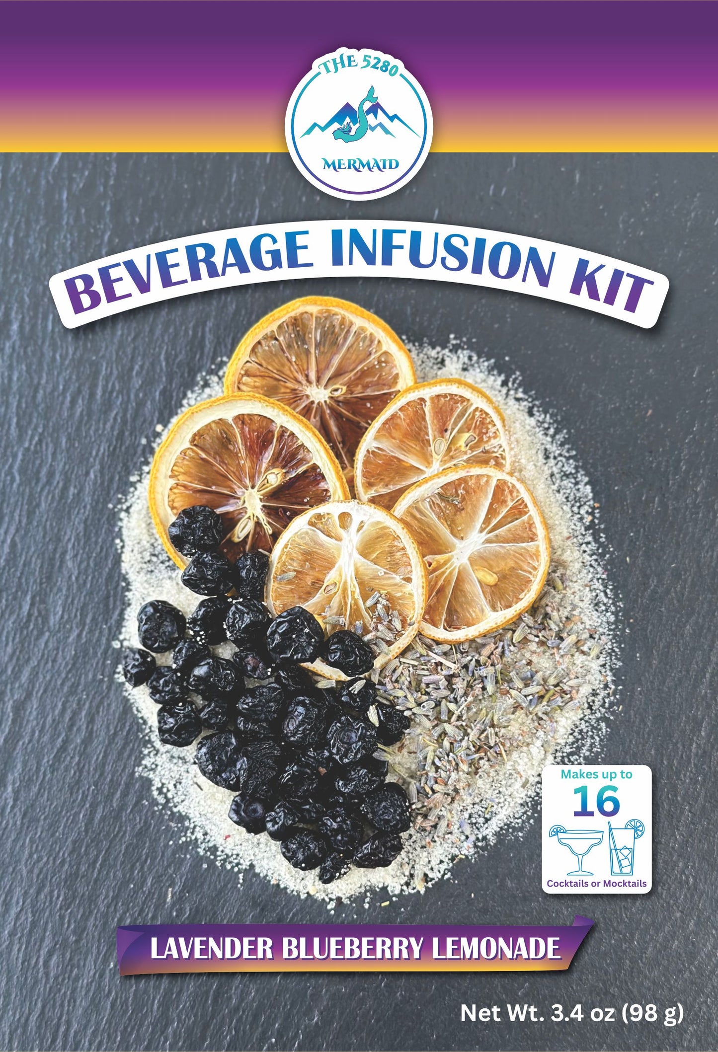 Lavender Blueberry Lemonade Beverage Infusion Kit; Mocktail or add Vodka or Rum