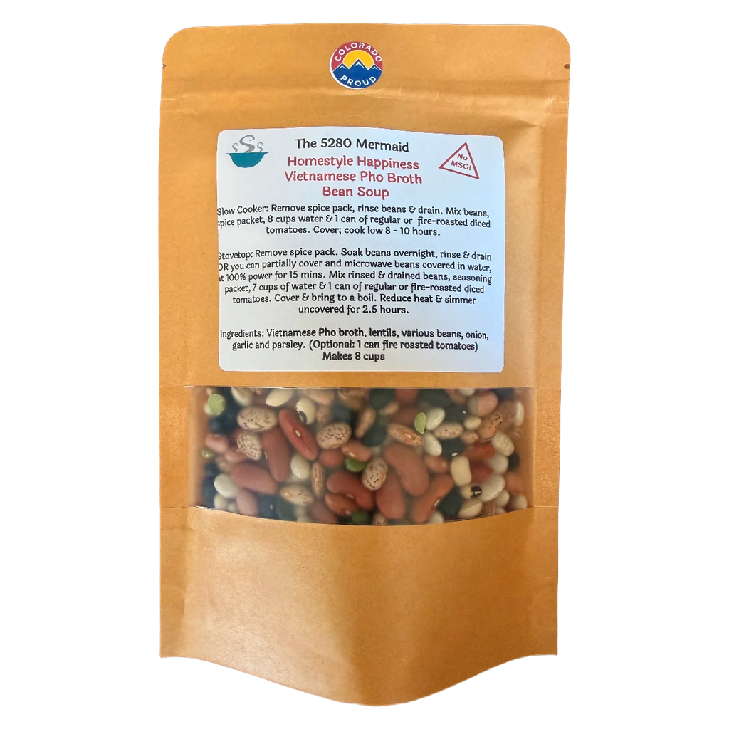 Package of Vietnamese Pho Bean soup with visible ingredients on a white background