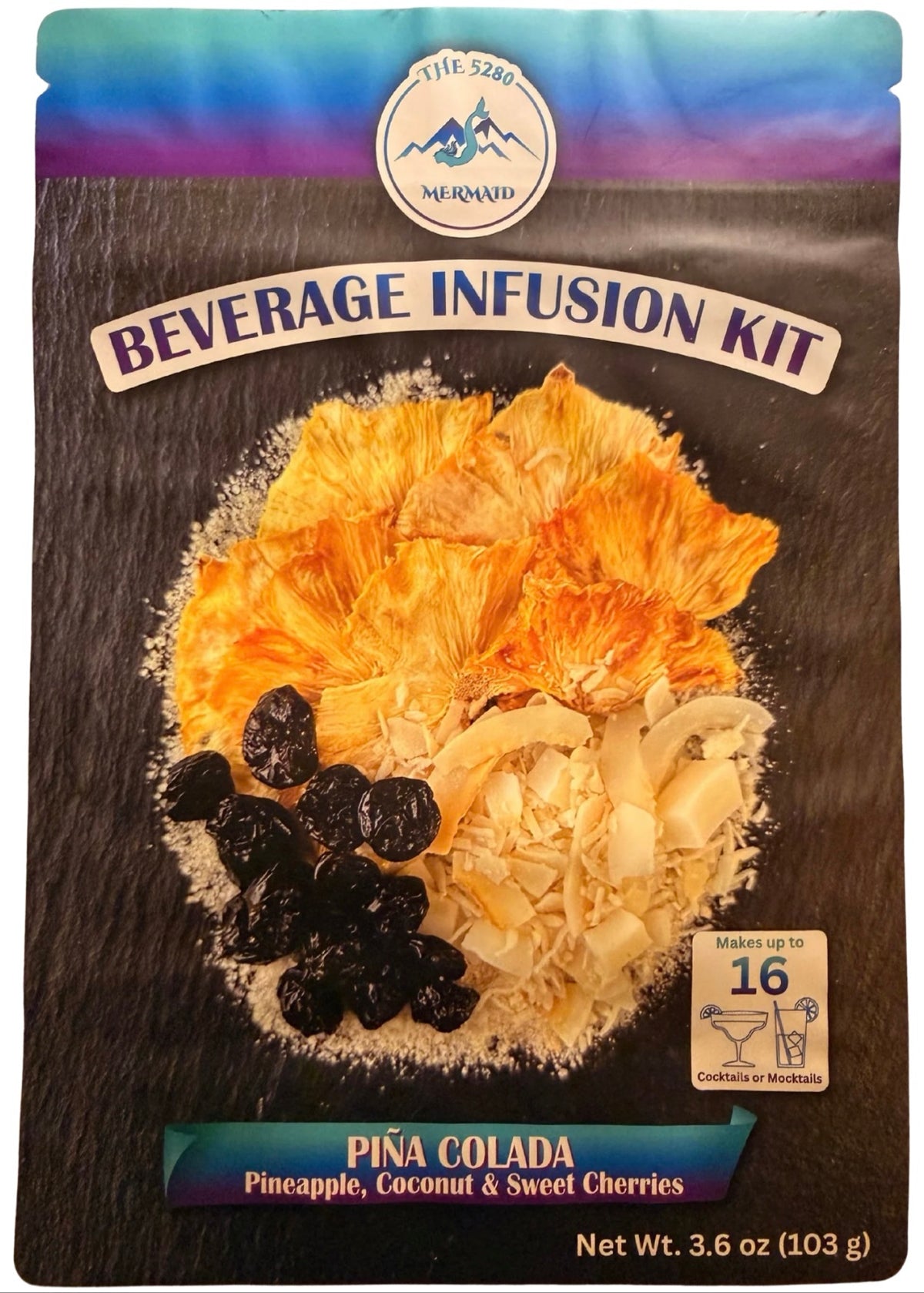 "Pina Colada" Pineapple, Coconut & Cherries Beverage Infusion Kit; Mocktail or add Vodka, Rum or Tequila