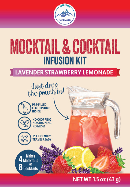 Lavender Strawberry Lemonade Beverage Infusion Kit MINI: Mocktail or add Vodka, Rum or Gin