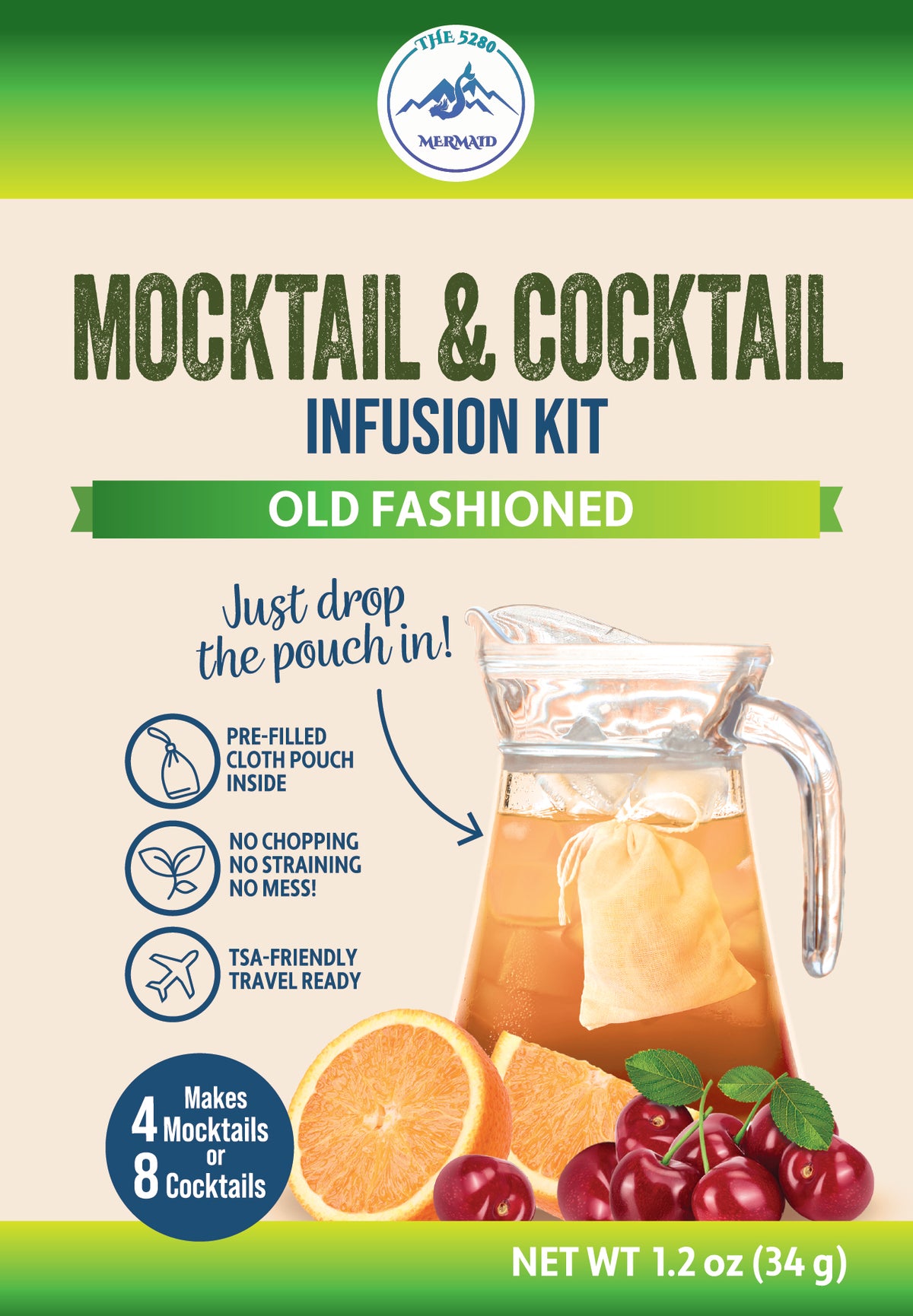 "Old Fashioned" Sweet Cherries & Orange Beverage Infusion Kit MINI; Add Bourbon, Rum or Whiskey