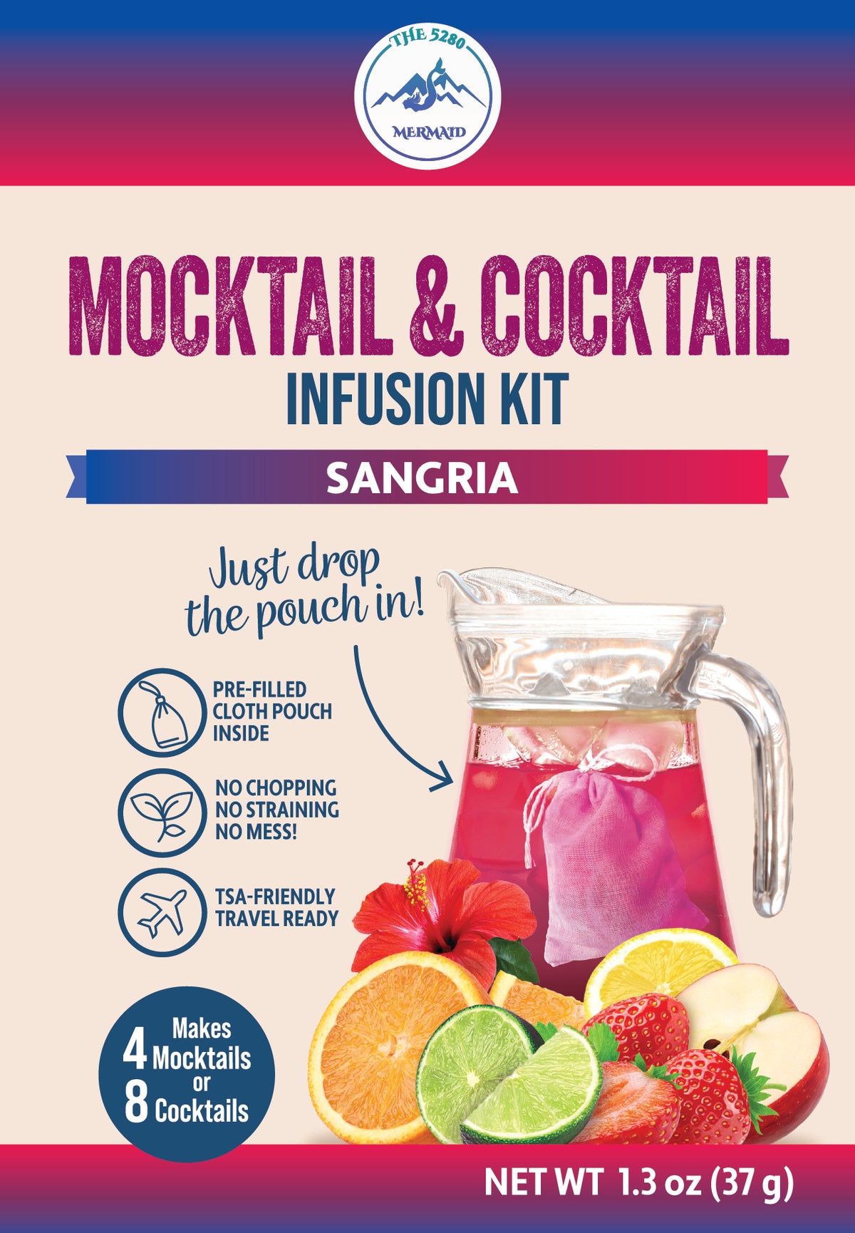 "Sangria" Harmoniously Mingled Fruit Beverage Infusion Kit MINI; Vodka, Rum, Red Wine, Brandy or Gin