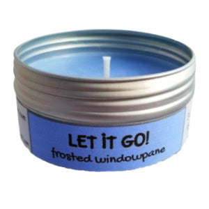 LET IT GO! Frosted Windowpane Travel Candle