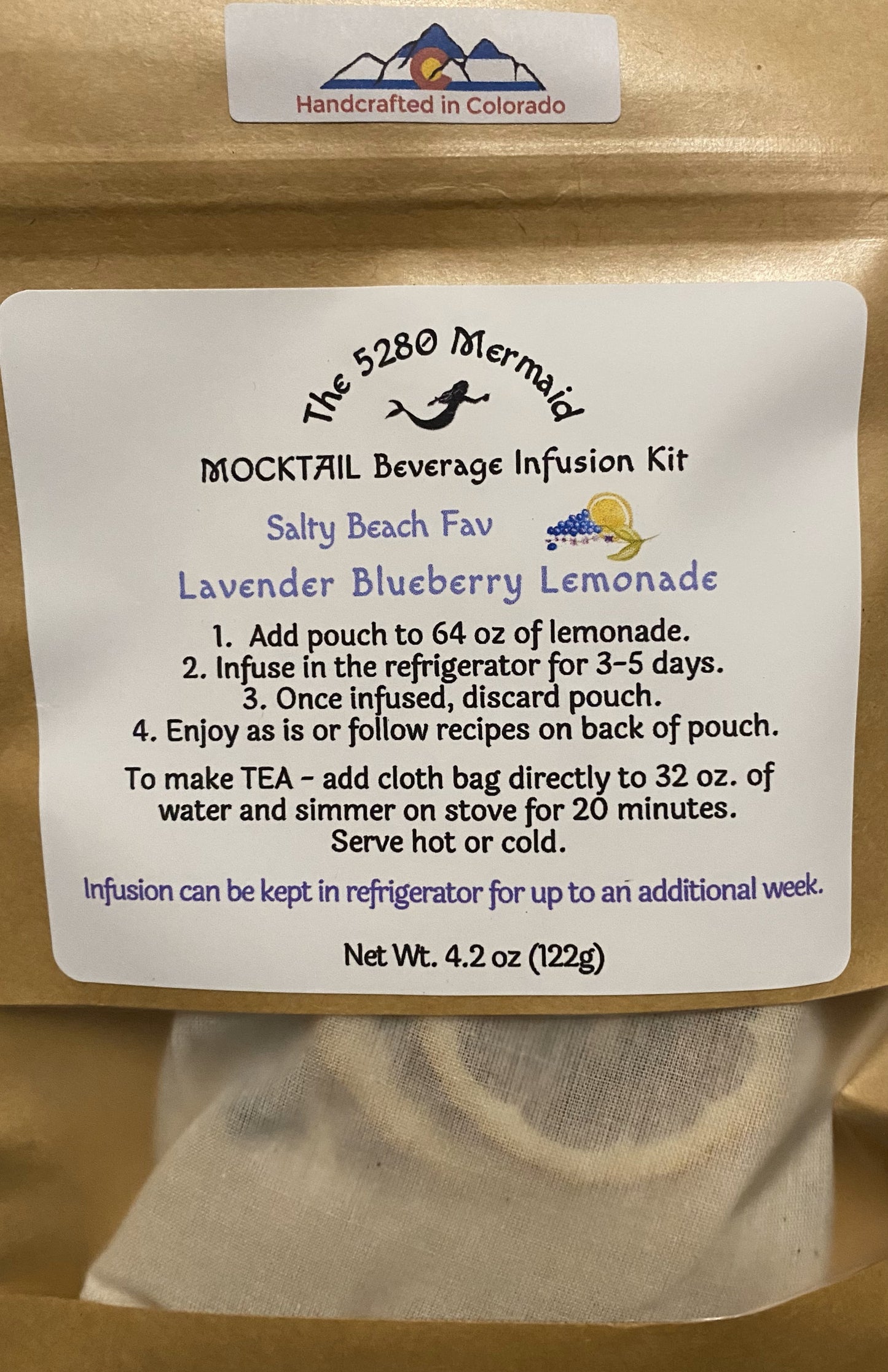 "Salty Beach Fav" Lavender Blueberry Lemonade Beverage Infusion Kit; Mocktail or add Vodka or Rum