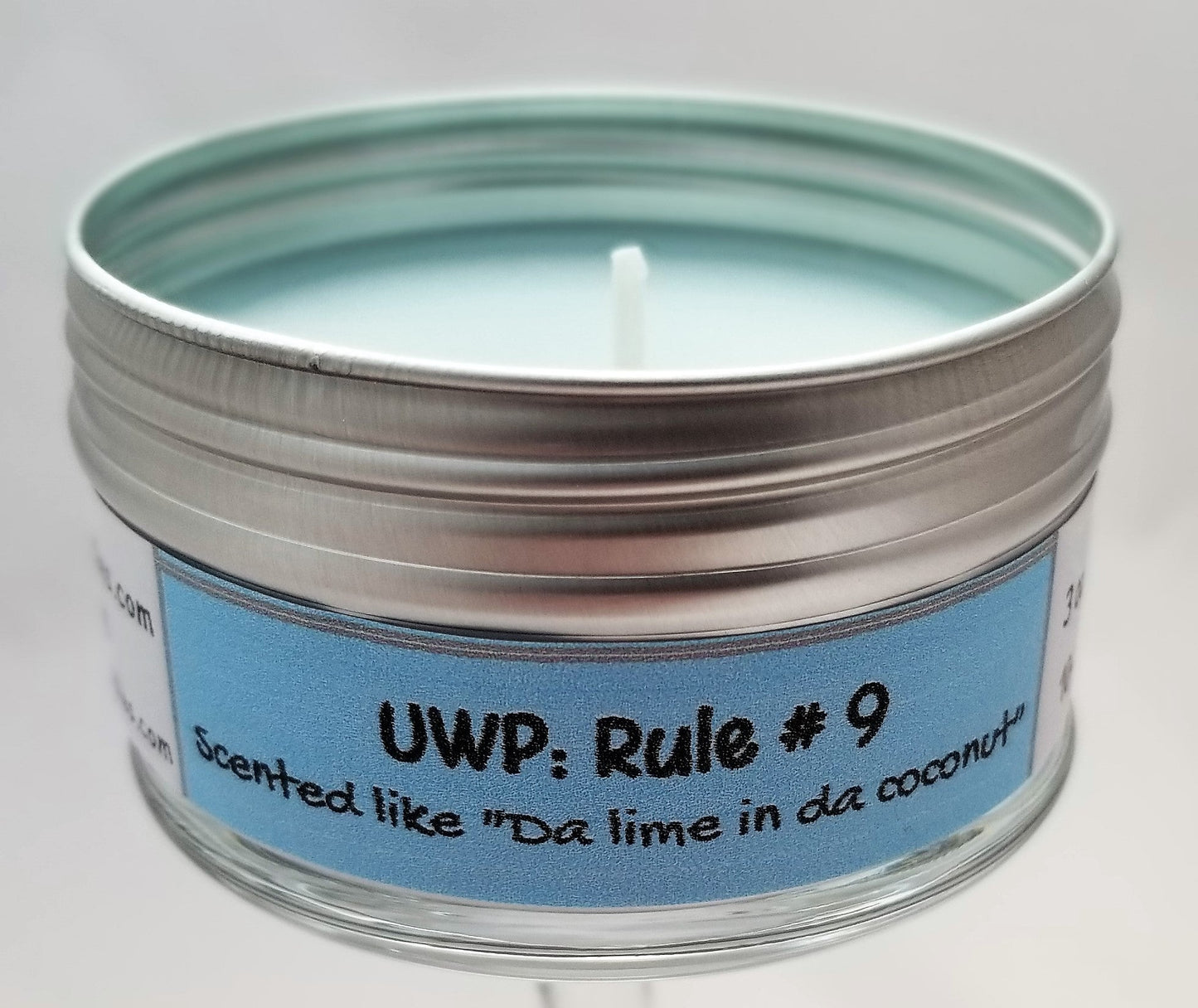 UWP: Rule #9 Scented of "Da lime in Da Coconut" Travel Candle
